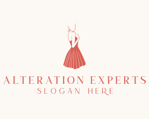 Lady Red Dress Fashion  logo design