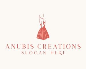 Lady Red Dress Fashion  logo design