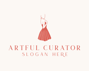 Lady Red Dress Fashion  logo design