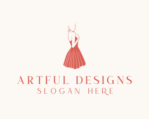 Lady Red Dress Fashion  logo design