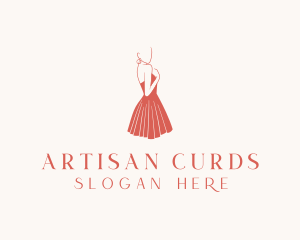 Lady Red Dress Fashion  logo design