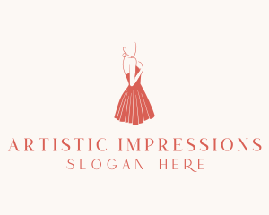 Lady Red Dress Fashion  logo design