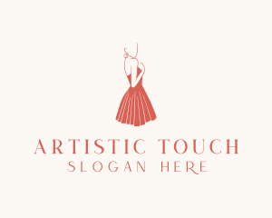 Lady Red Dress Fashion  logo design