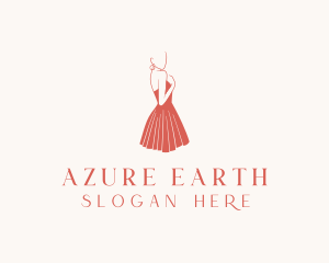 Lady Red Dress Fashion  logo design