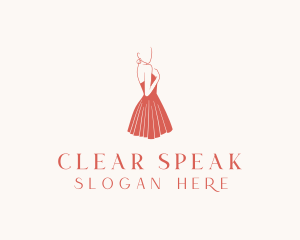 Lady Red Dress Fashion  logo design