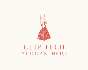 Lady Red Dress Fashion  logo design