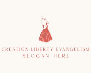 Lady Red Dress Fashion  logo design