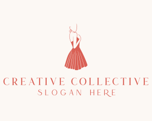 Lady Red Dress Fashion  logo design