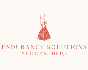 Lady Red Dress Fashion  logo design