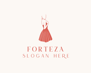 Lady Red Dress Fashion  logo design