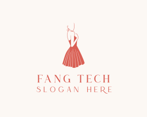 Lady Red Dress Fashion  logo design