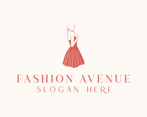 Lady Red Dress Fashion  logo design