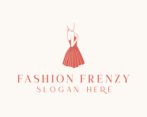 Lady Red Dress Fashion  logo design