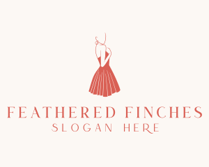 Lady Red Dress Fashion  logo design