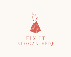 Lady Red Dress Fashion  logo design