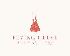 Lady Red Dress Fashion  logo design