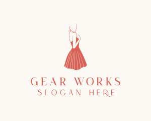 Lady Red Dress Fashion  logo design