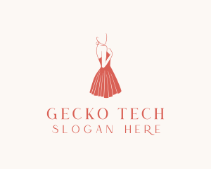 Lady Red Dress Fashion  logo design