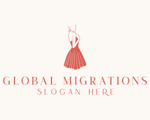 Lady Red Dress Fashion  logo design