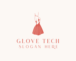 Lady Red Dress Fashion  logo design