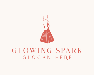 Lady Red Dress Fashion  logo design