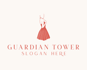 Lady Red Dress Fashion  logo design