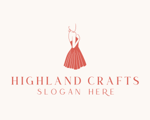 Lady Red Dress Fashion  logo design