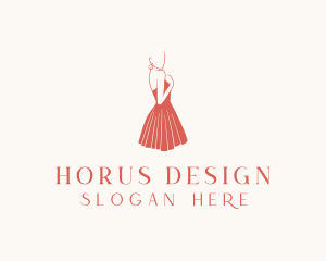 Lady Red Dress Fashion  logo design