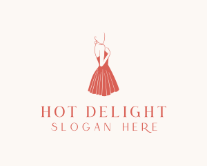 Lady Red Dress Fashion  logo design