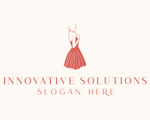 Lady Red Dress Fashion  logo design