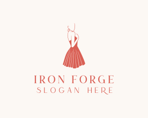 Lady Red Dress Fashion  logo design