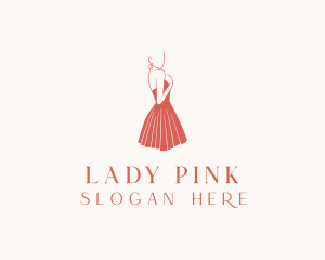 Lady Red Dress Fashion  logo design