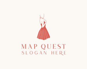 Lady Red Dress Fashion  logo design