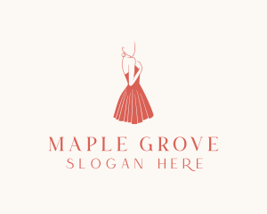 Lady Red Dress Fashion  logo design