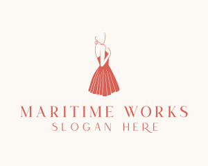 Lady Red Dress Fashion  logo design