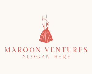 Lady Red Dress Fashion  logo design