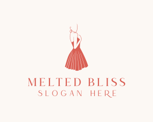 Lady Red Dress Fashion  logo design