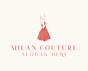 Lady Red Dress Fashion  logo design