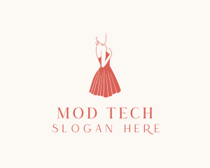 Lady Red Dress Fashion  logo design