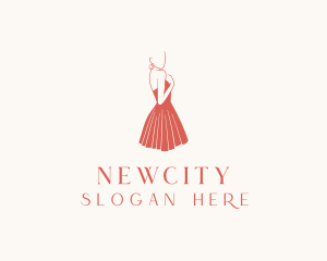 Lady Red Dress Fashion  logo design