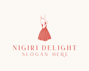 Lady Red Dress Fashion  logo design