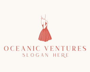 Lady Red Dress Fashion  logo design