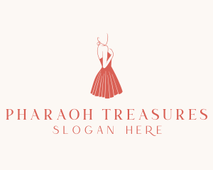 Lady Red Dress Fashion  logo design