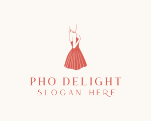 Lady Red Dress Fashion  logo design