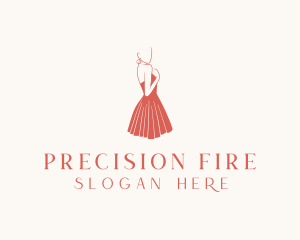 Lady Red Dress Fashion  logo design