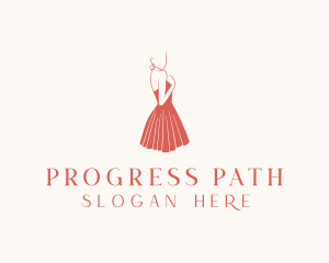 Lady Red Dress Fashion  logo design