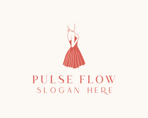 Lady Red Dress Fashion  logo design