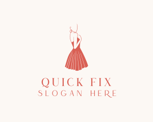 Lady Red Dress Fashion  logo design