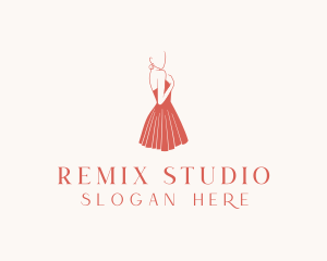 Lady Red Dress Fashion  logo design