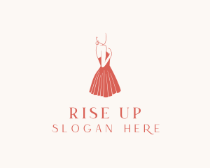 Lady Red Dress Fashion  logo design